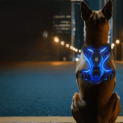 Harnais Chien - LEDDogHarnesses™ - Bleu - Chien Trendy