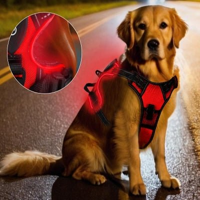 Harnais Chien - LEDDogHarnesses™ - Rouge - Chien Trendy